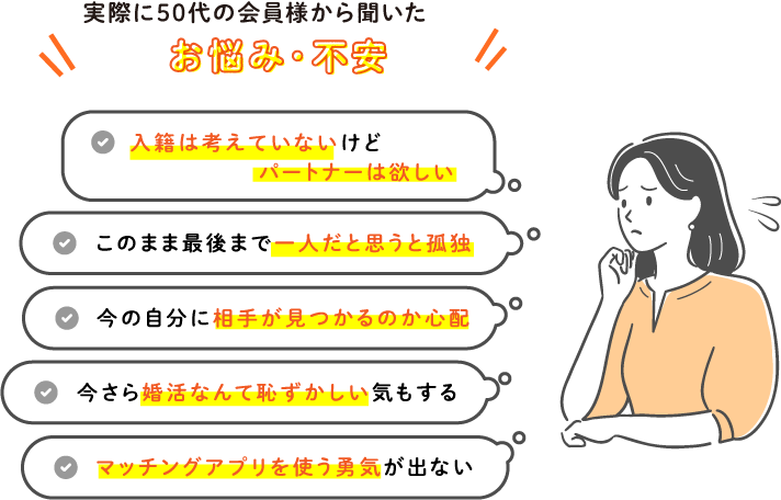 実際に50代の会員様から聞いたお悩み・不安